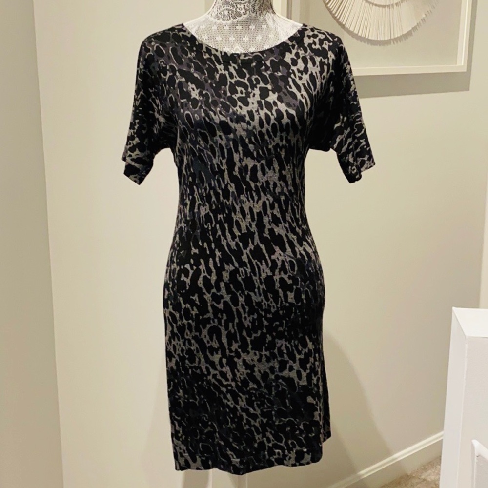 Black Animal Print Sweater Dress